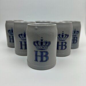 🍺 6 Hofbräuhaus Oktoberfest HB Salt Glaze Stoneware Beer Mugs | 5" | Germany 🍺